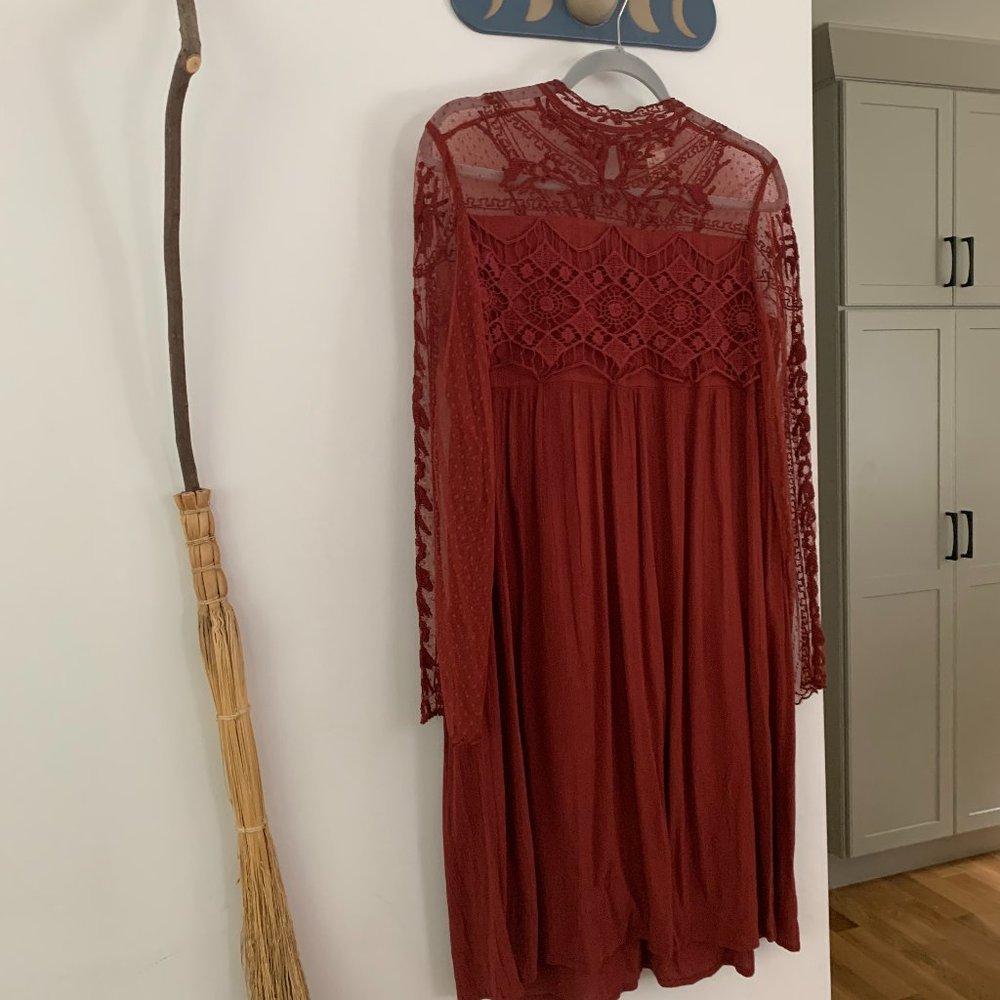 Sundance burnt orange crochet and lace detailed dress size 12.